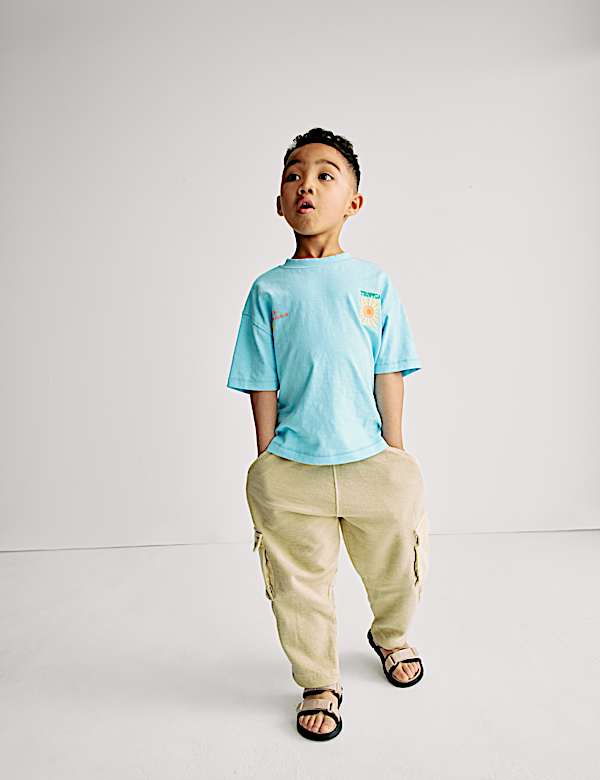 Pure Cotton Textured Cargo Trousers (2-8 Yrs) - AU