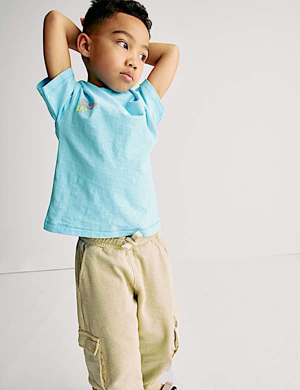 Pure Cotton Textured Cargo Trousers (2-8 Yrs) - AU