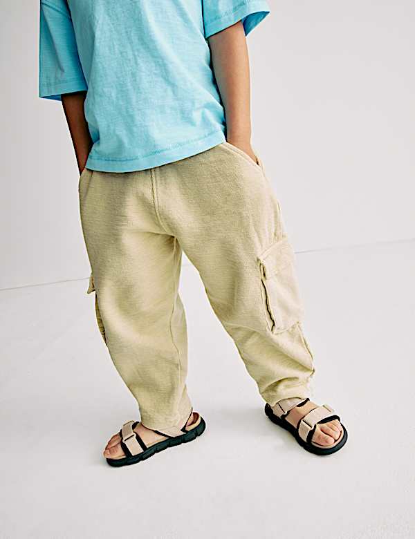 Pure Cotton Textured Cargo Trousers (2-8 Yrs) - AU