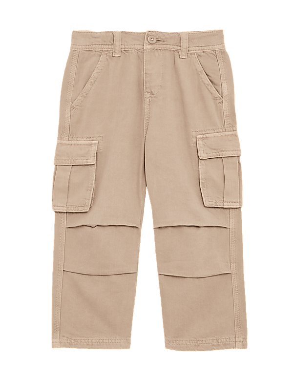 Pure Cotton Wide Leg Cargo Trousers (2-16 Yrs)