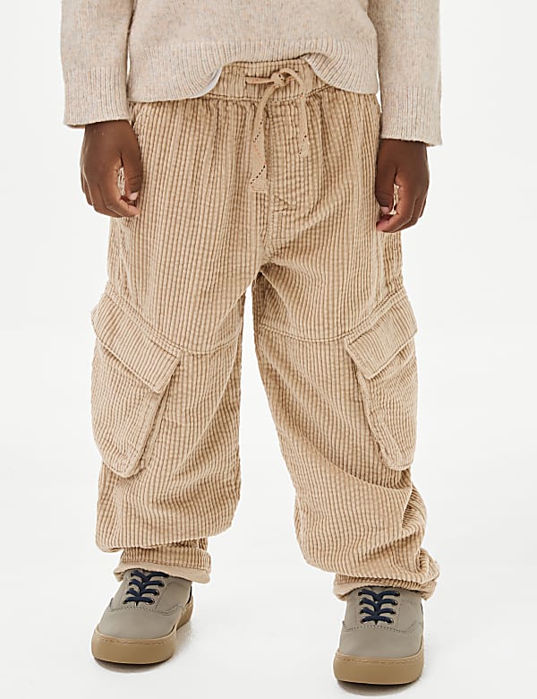 Παντελόνι cargo με κορδόνι σε φαρδιά γραμμή από 100% βαμβάκι (2-8 ετών) - GR