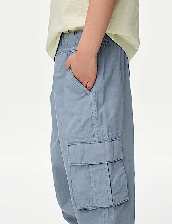 Pure Cotton Ripstop Cargo Trousers (2-8 Yrs)