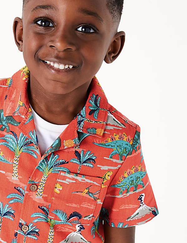 Pure Cotton Dinosaur Print Shirt (2-7 Yrs)