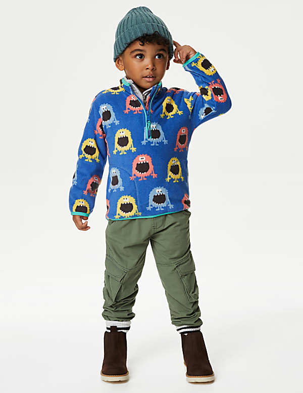 Monster Print Half Zip Fleece Top (2-8 Yrs) - LU