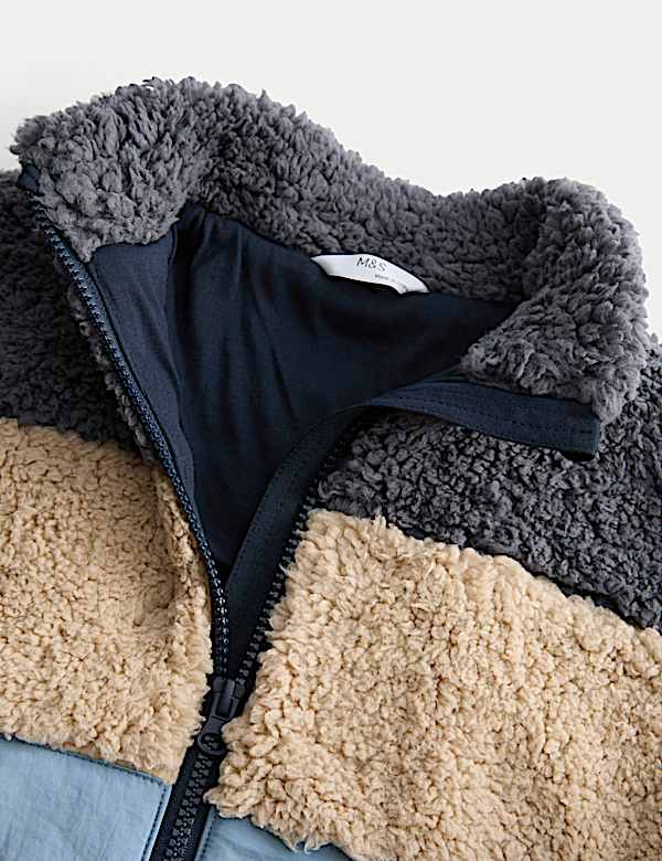 ז'קט קולור בלוק צמרירי עם רוכסן מלא (8-2 שנים) - IL