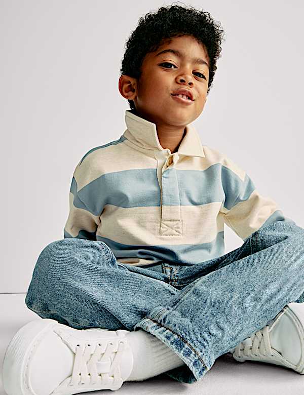 Pure Cotton Striped Rugby Shirt (2-8 Yrs) - FI