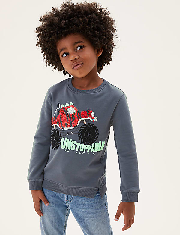 Cotton Monster Truck Sequin Jumper (2-7 Yrs)