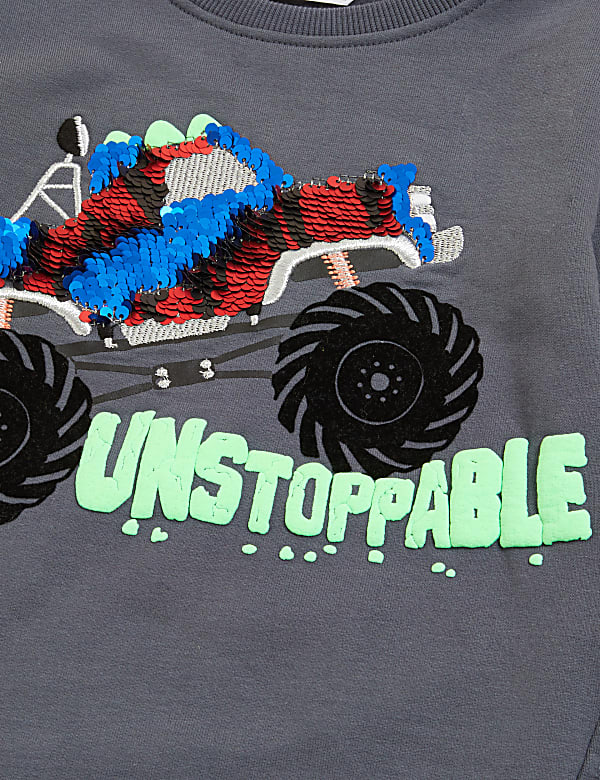 Cotton Monster Truck Sequin Jumper (2-7 Yrs)