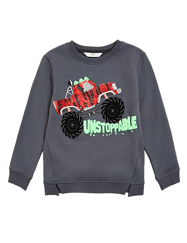 Cotton Monster Truck Sequin Jumper (2-7 Yrs)
