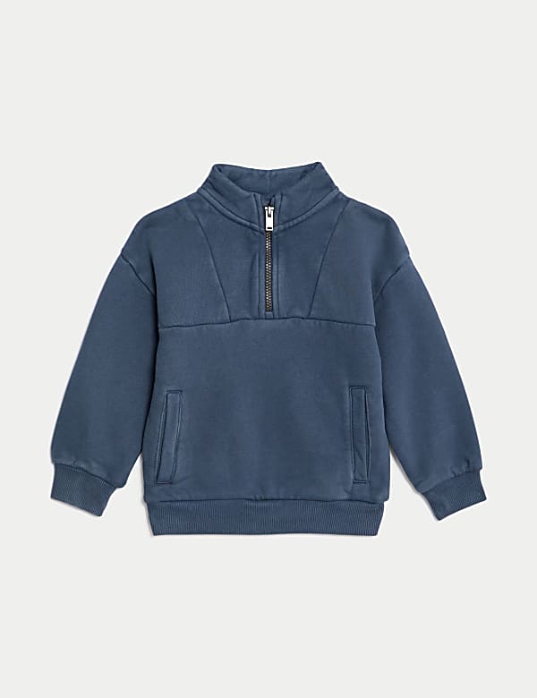 Pure Cotton Quarter Zip Sweatshirt (2-8 Yrs) - LU