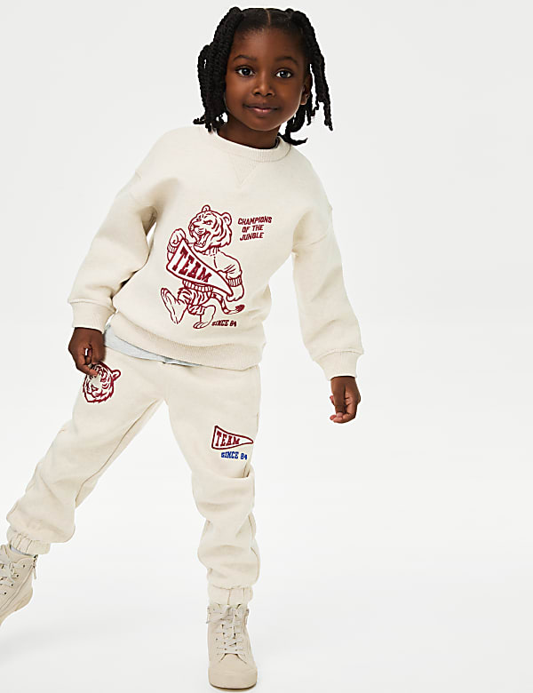 Mikina s motivem tygra a vysok&yacute;m pod&iacute;lem bavlny (2&ndash;8 let) - CZ