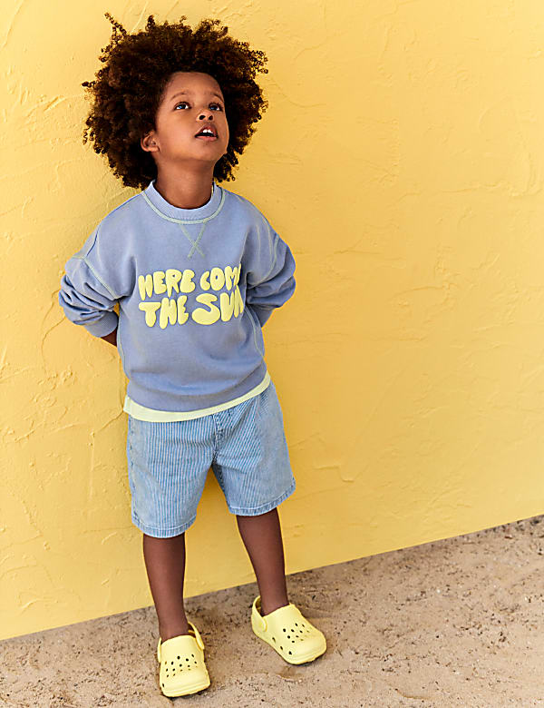 Cotton Rich Sun Slogan Sweatshirt (2-8 Yrs) - AT