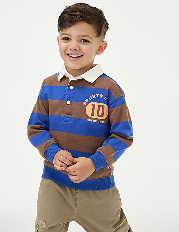 Cotton Rich Striped Rugby Sweatshirt 2 8 Yrs