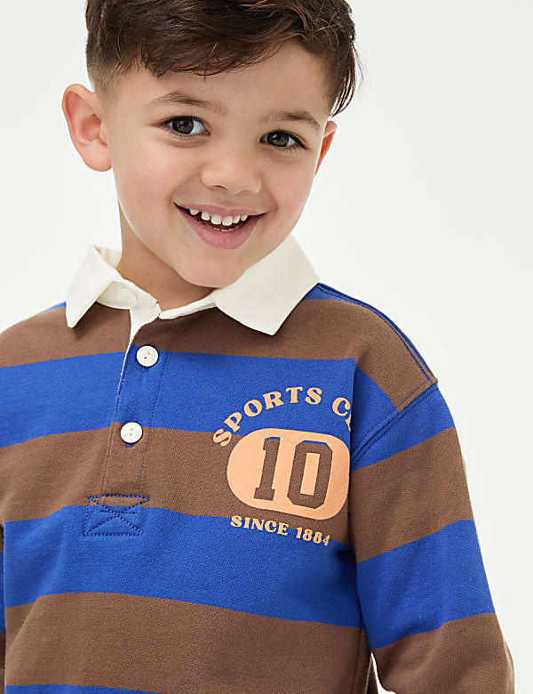 Cotton Rich Striped Rugby Sweatshirt (2-8 Yrs) - GR