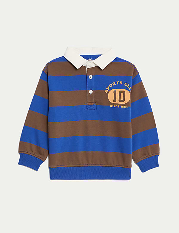 Cotton Rich Striped Rugby Sweatshirt (2-8 Yrs) - GR
