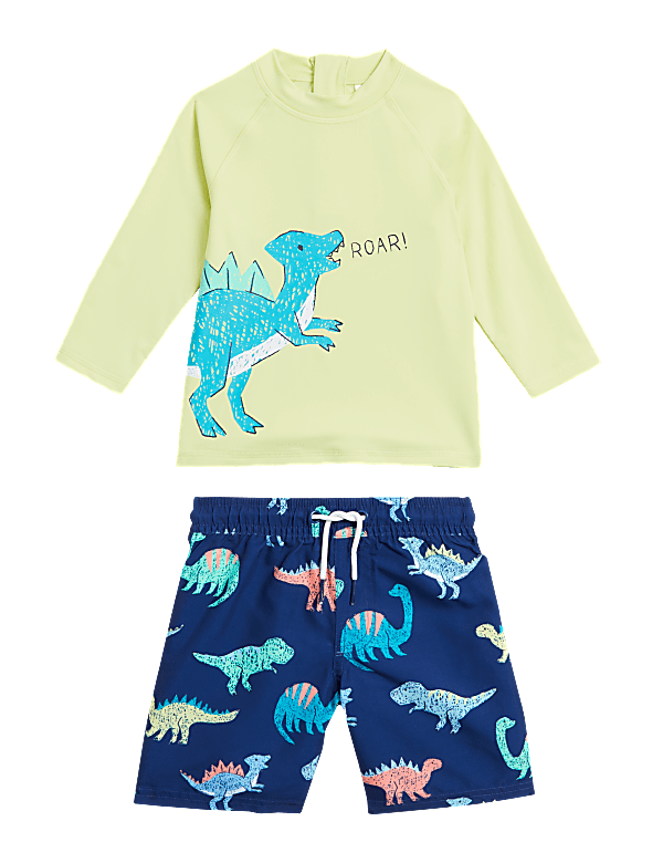 2pc Dinosaur Rash Vest & Swim Shorts (2-7 Yrs)