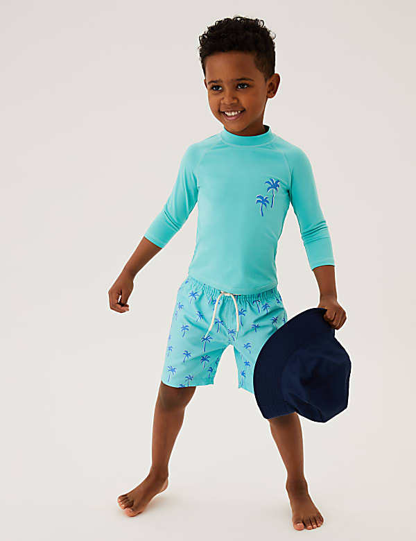 2pc Palm Print Swim Set (2-7 Yrs)