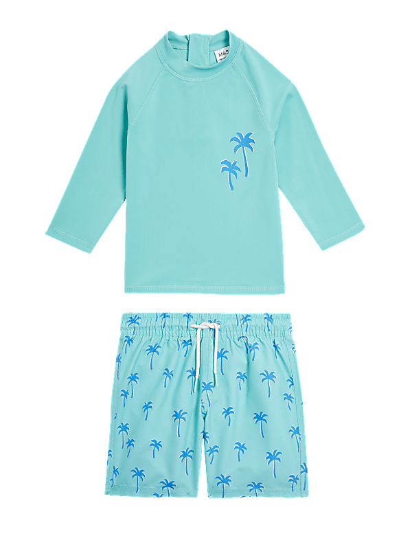 2pc Palm Print Swim Set (2-7 Yrs)