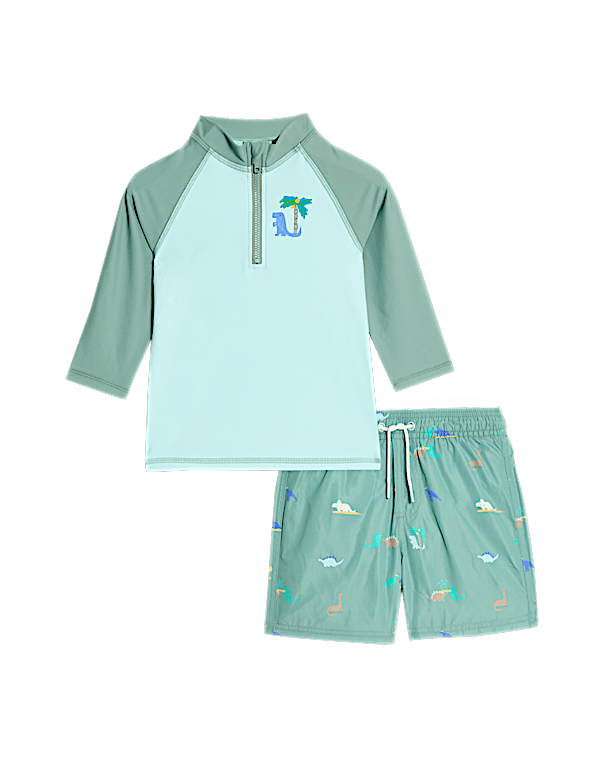 2pc Dinosaur 3/4 Sleeve Swim Set (2-8 Yrs)