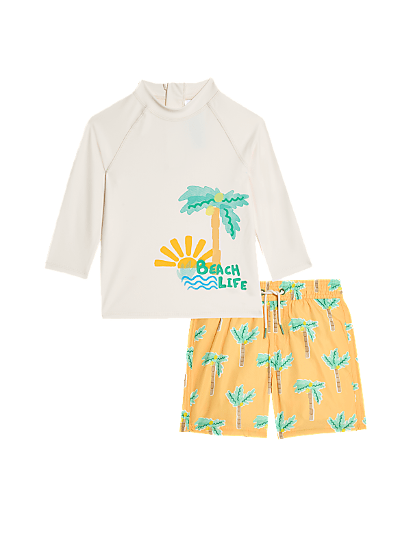 2pc Palm Print Swim Set (2-8 Yrs)