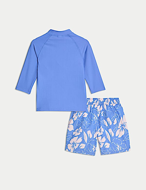 2pc Hibiscus 3/4 Sleeve Swim Set (2-8 Yrs)