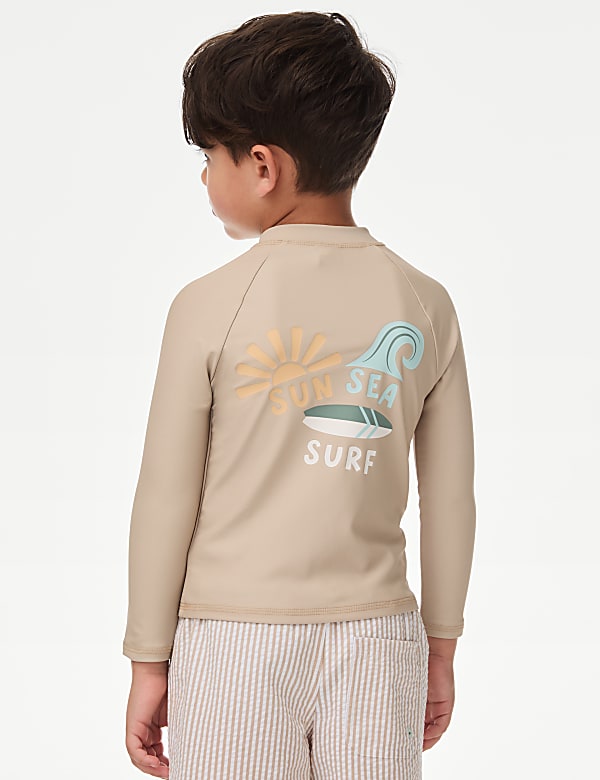 T-shirt de bain &agrave; manches longues avec texte &laquo; Sun Sea Surf &raquo; (du 2 au 8 ans) - FR