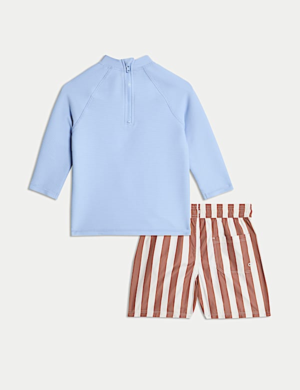 Striped 3/4 Sleeve Swim Set (2-8 Yrs)
