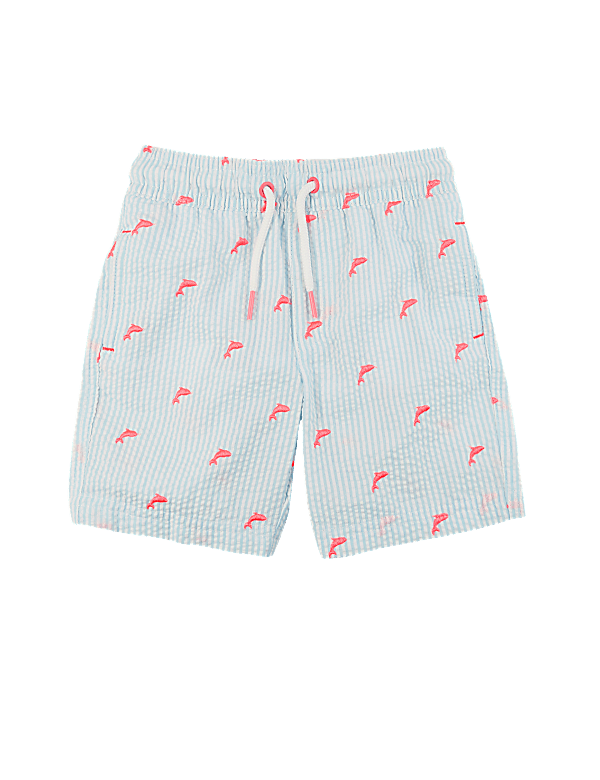 Dolphin Embroidered Striped Swim Shorts (2-7 Yrs)