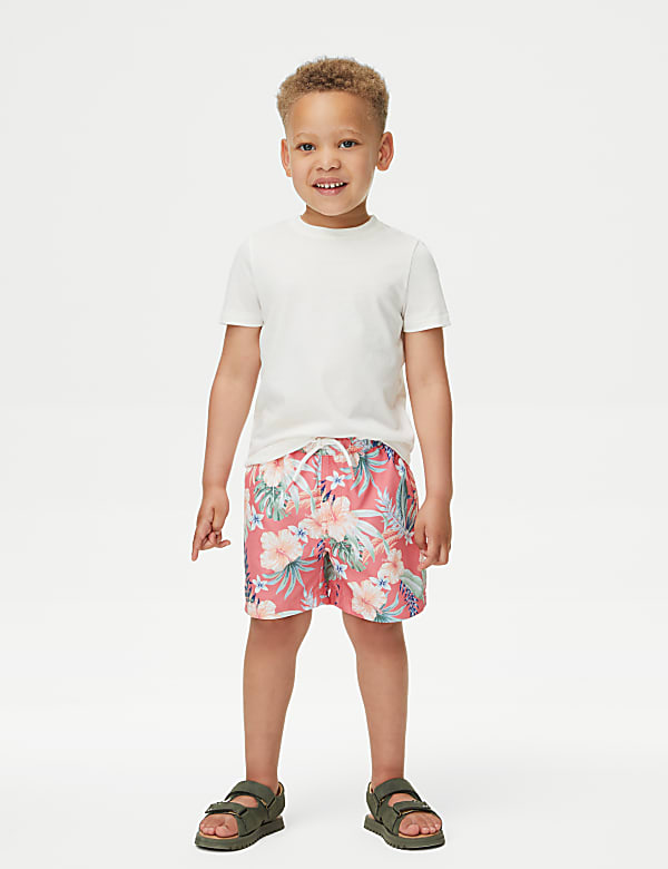 Hibiscus Print Swim Shorts (2-8 Yrs) - LU