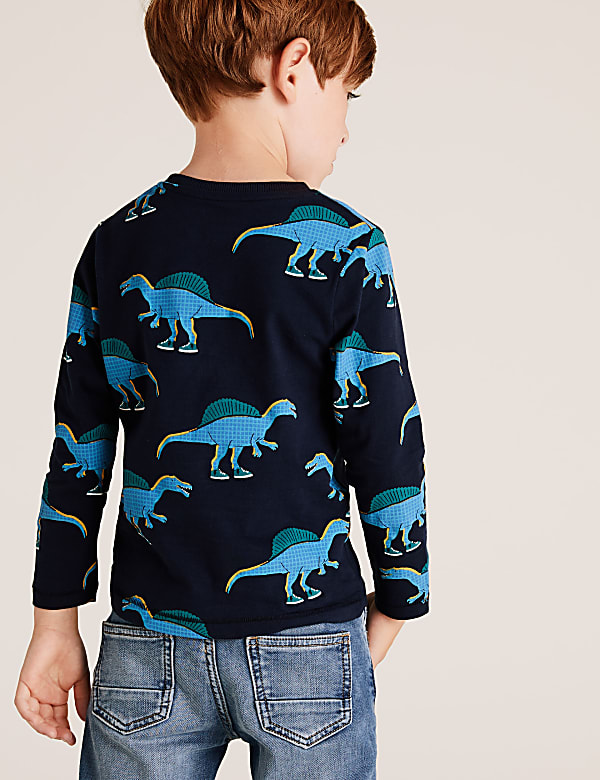 Cotton Dinosaur Print Top (2-7 Yrs)