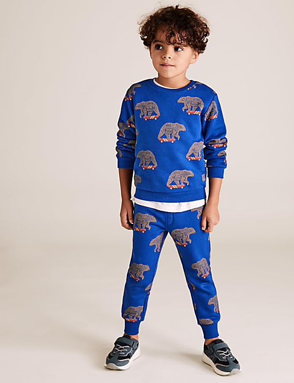 Cotton Rich Bear Print Joggers (2-7 Yrs)
