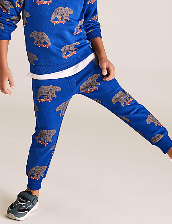 Cotton Rich Bear Print Joggers (2-7 Yrs)
