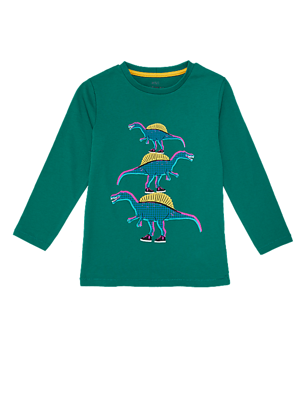Pure Cotton Stacked Dinosaur Top (2-7 Yrs)