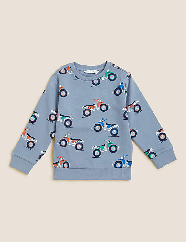 Cotton Rich Quad Bike Print Sweatshirt (2 - 7 Yrs)