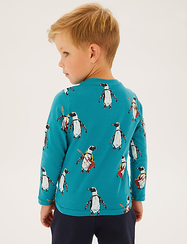 Pure Cotton Penguin Print Top (2-7 Yrs)
