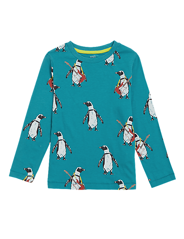 Pure Cotton Penguin Print Top (2-7 Yrs)