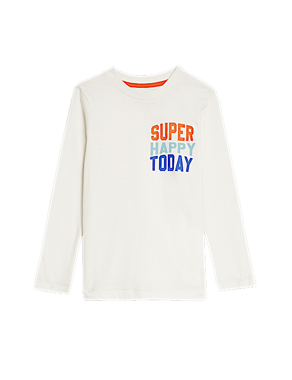 Pure Cotton Happy Slogan Top (2-8 Yrs)