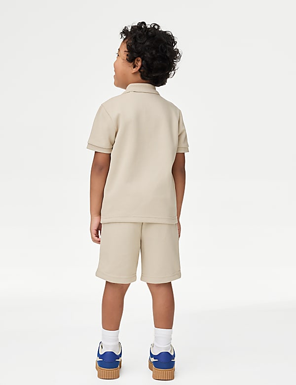 תלבושת חולצה ומכנסיים מתערובת כותנה בטקסטורת פיקה (16-2 שנים) - IL