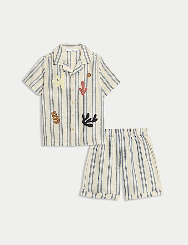 2pc Pure Cotton Striped Top & Bottom Outfit (2-8 Yrs) - HU