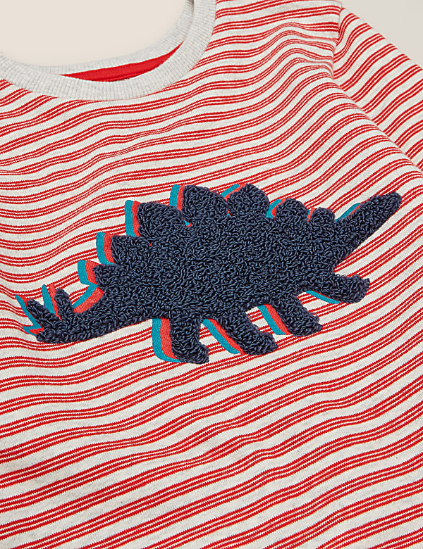 2 Piece Cotton Striped Dinosaur Outfit