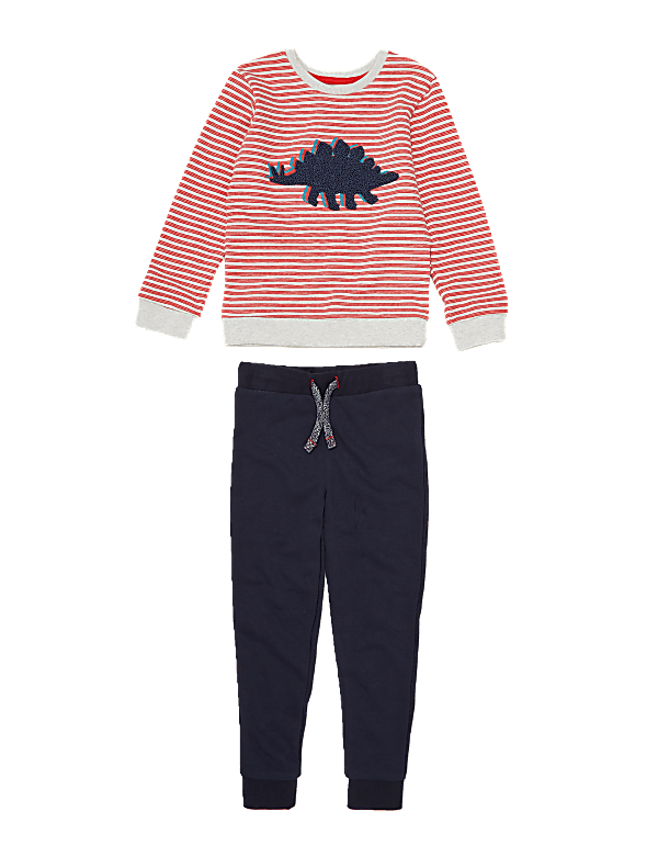 2 Piece Cotton Striped Dinosaur Outfit