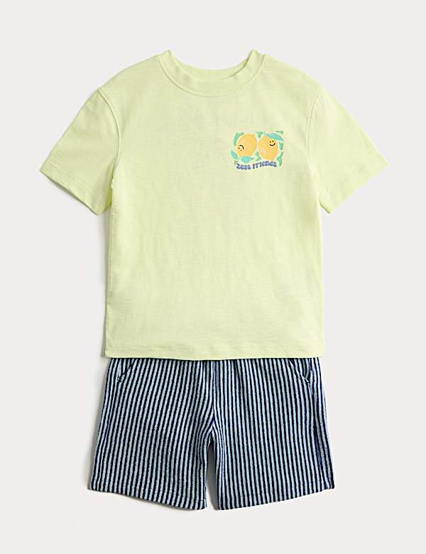 Ensemble 2 pi&egrave;ces t-shirt et short 100 % coton (du 2 au 8 ans) - BE