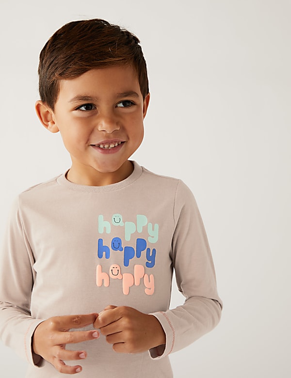 Pure Cotton Happy Slogan Top