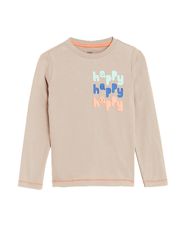 Pure Cotton Happy Slogan Top