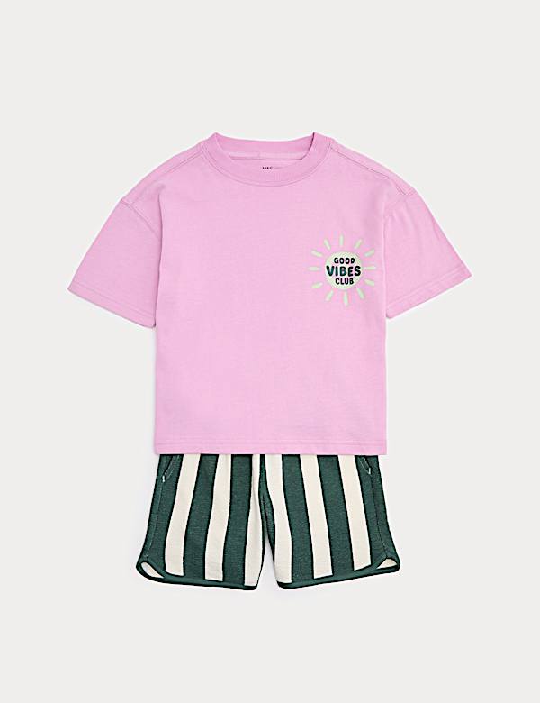 2 Piece Pure Cotton Graphic Top & Bottom Outfit (2-8 Yrs) - CA
