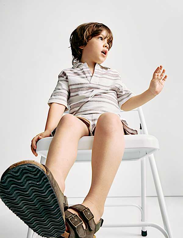 2-tlg. Outfit aus reiner Baumwolle bestehend aus einem Oberteil und einer Hose mit Strukturmuster (1–8 Jahre) - AT