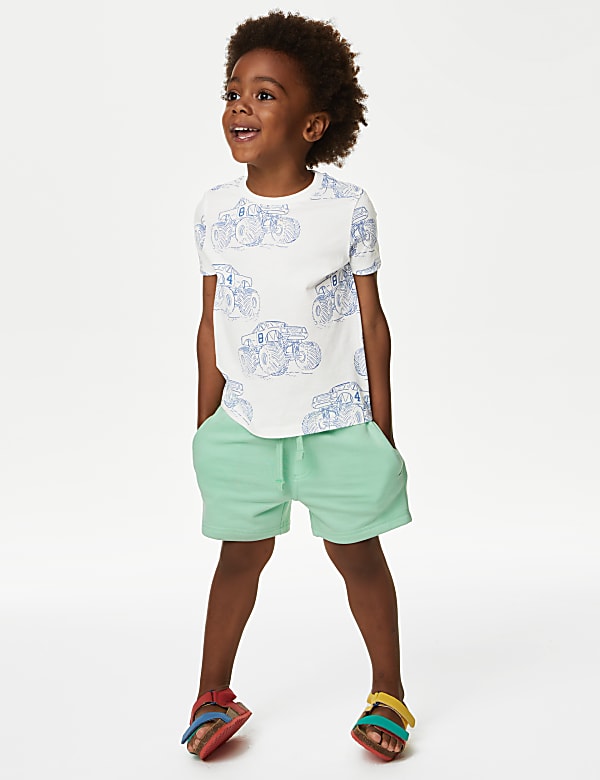 Pure Cotton Monster Truck Print T-Shirt (2-8 Yrs)