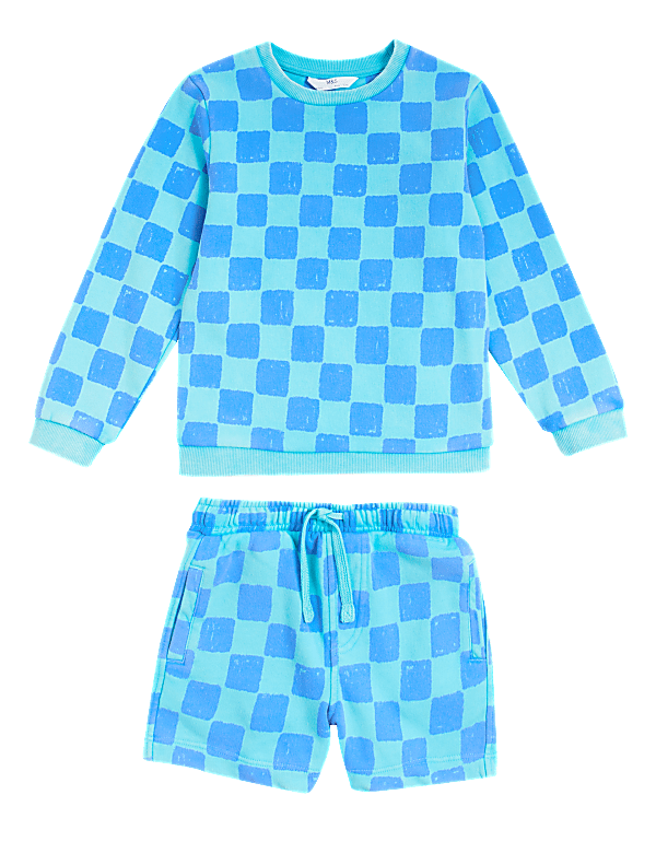 Cotton Rich Checked Top & Bottom Outfit