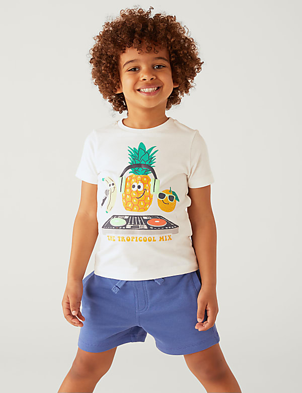 Pure Cotton Tropical Print T-Shirt