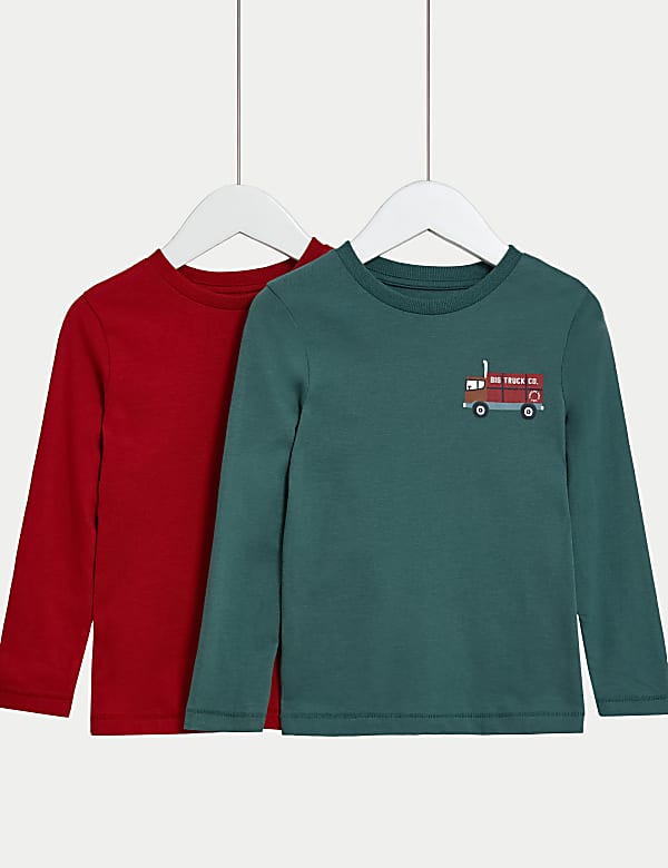 2pk Pure Cotton Truck Tops (2-8 Yrs) - JP